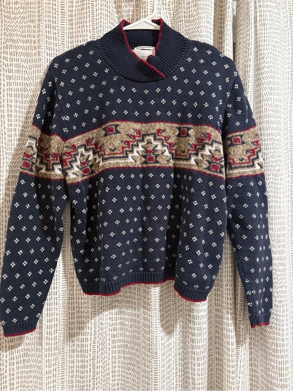 Christopher & Banks Navy, Red and White Knit Sweater Label